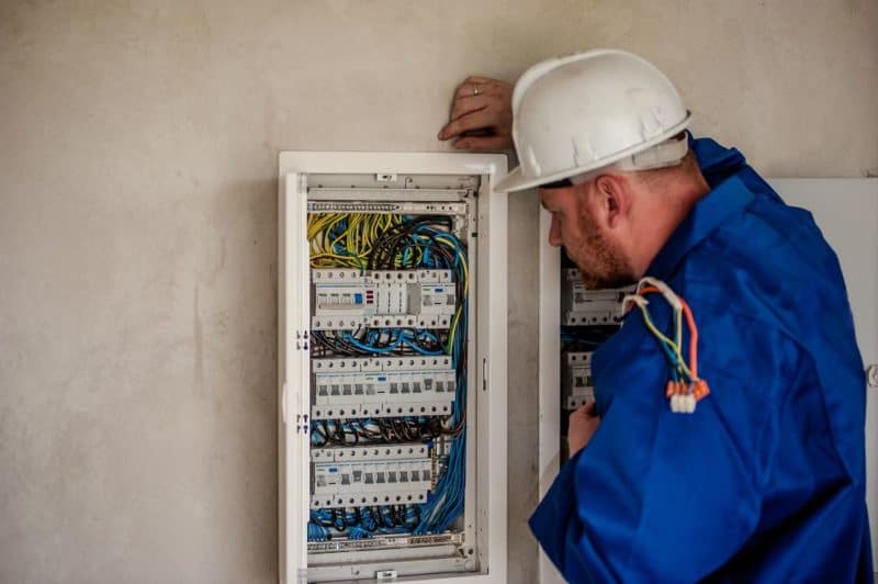 an electrical panel replacement in progres