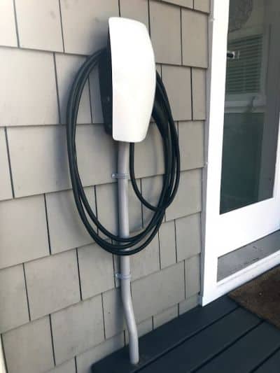 an EV charger after installation in a Vancouver home