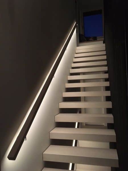 staircase with LED lighting in Vancouver passive house