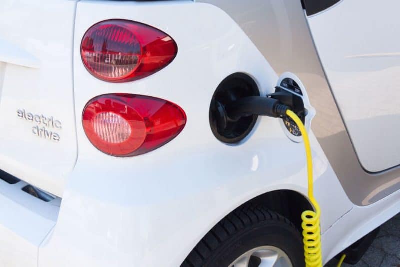 closeup of a BC EV attached to a charger paid for using a rebate