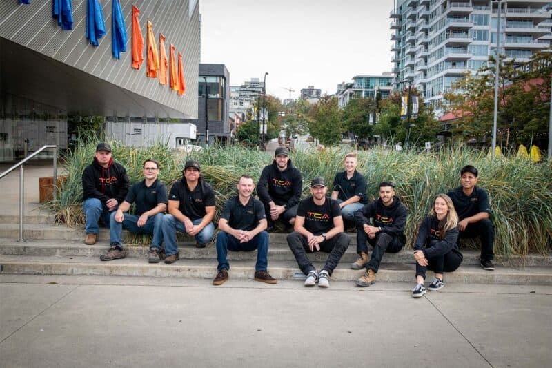 TCA's team of electricians poses for a photo in North Vancouver